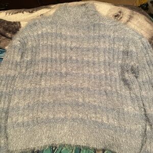 Never worn blue and silver fuzzy sweater